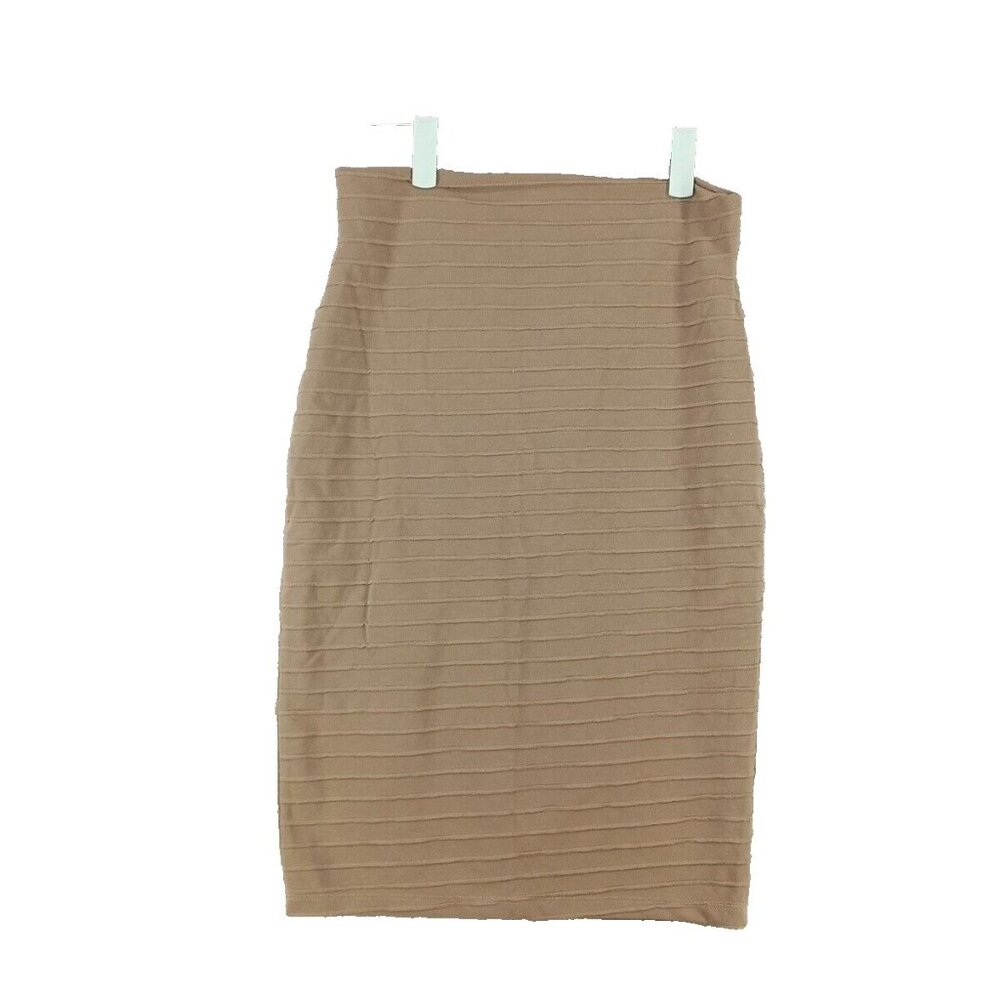 2B CLOTHING Women Pencil Skirt Size M Casual Office Solid Brown Ribbed Texture
